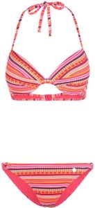 Lascana push-up bikini met all over print roze oranje geel