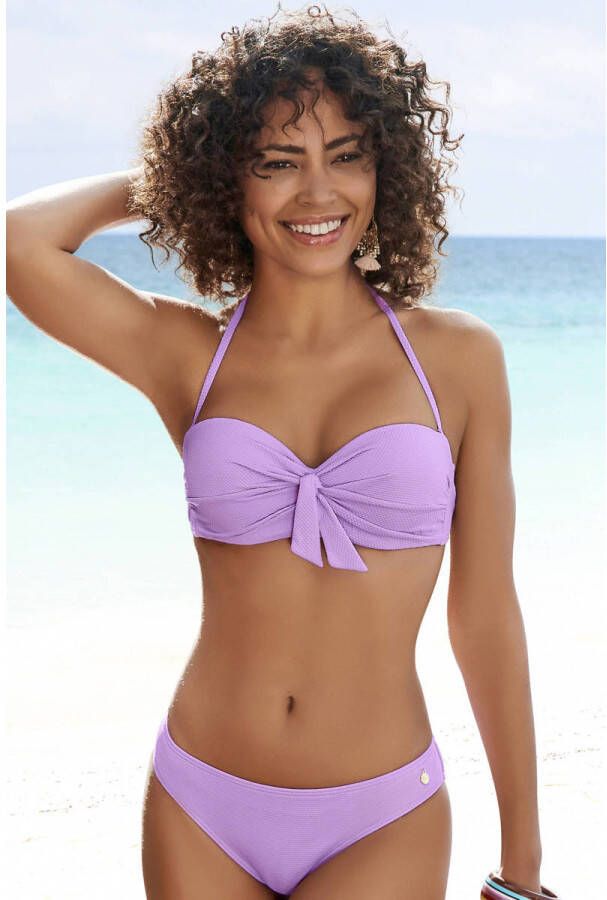 Lascana voorgevormde strapless bandeau bikinitop lila