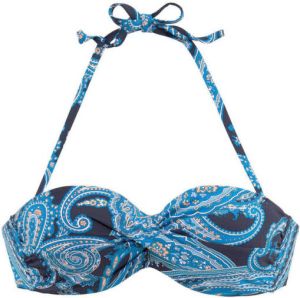 Lascana voorgevormde strapless bandeau bikinitop met paisley print blauw