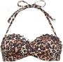 Lascana voorgevormde strapless bandeau bikinitop met panterprint bruin zwart - Thumbnail 1