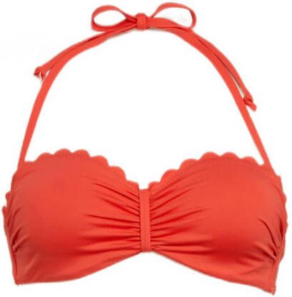 Lascana voorgevormde strapless bandeau bikinitop met schulprand rood