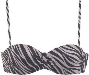 Lascana voorgevormde strapless bandeau bikinitop zwart grijs