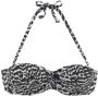 Lascana strapless bandeau bikinitop met all over print zwart wit - Thumbnail 1