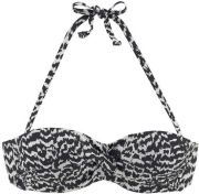 Lascana strapless bandeau bikinitop met all over print zwart wit - Thumbnail 1