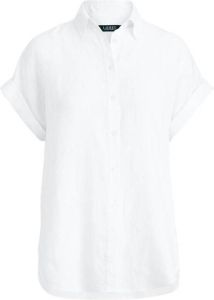 Lauren Ralph Lauren Linnen shirt met korte mouw en platte kraag