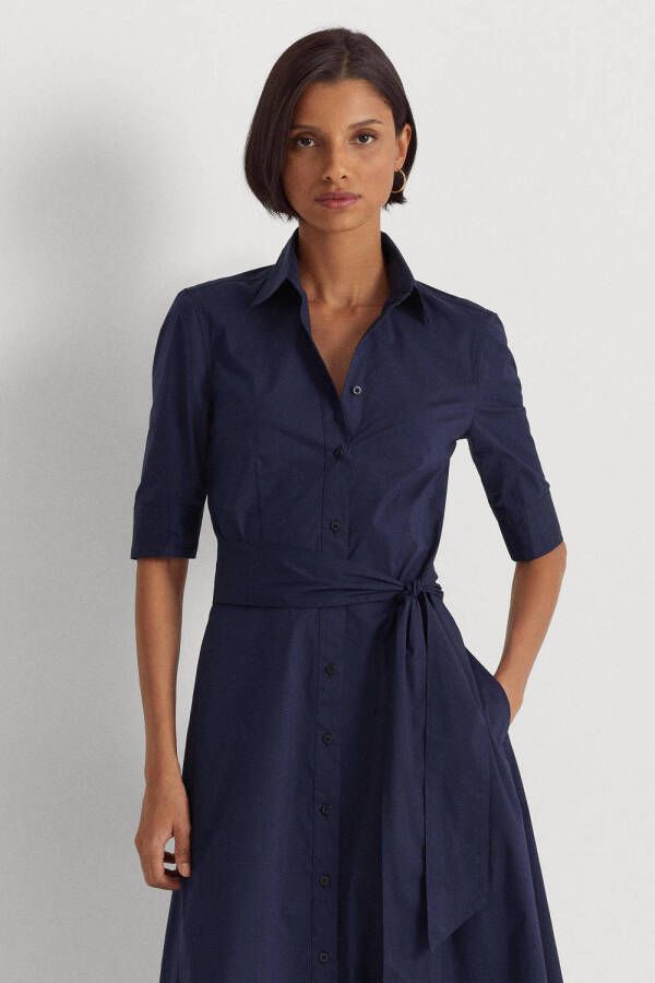 Lauren Ralph Lauren jurk Finnbarr met ceintuur donkerblauw