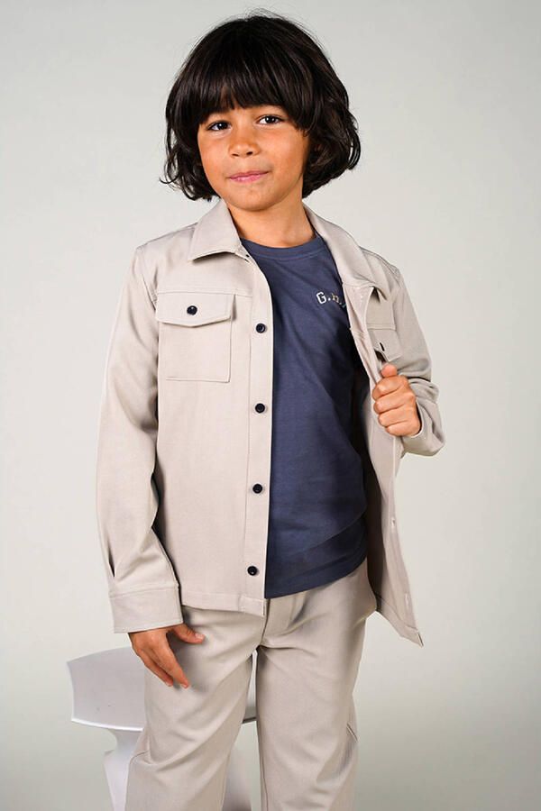 Le Chic Garcon overshirt grijs Overhemd Jongens Polyester Klassieke kraag