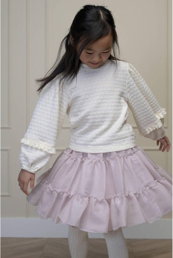Le Chic blousetop met ruches offwhite Wit Meisjes Polyester Ronde hals