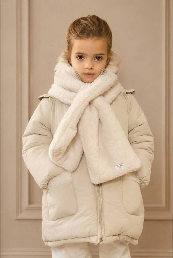 Le Chic gewatteerde winterjas beige Meisjes Polyamide Capuchon Effen