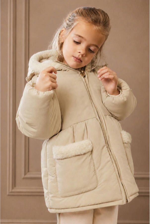 Le Chic gewatteerde winterjas beige Meisjes Polyamide Capuchon Effen - Foto 2