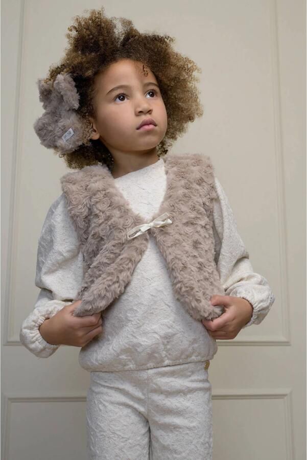 Le Chic gilet zand Beige Meisjes Imitatiebont V-hals Effen - Foto 2