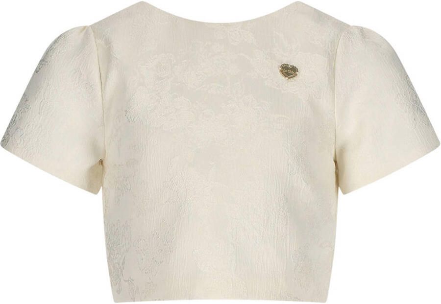 Le Chic jacquard blousetop offwhite Wit Meisjes Polyester Ronde hals Bloemen - Foto 1