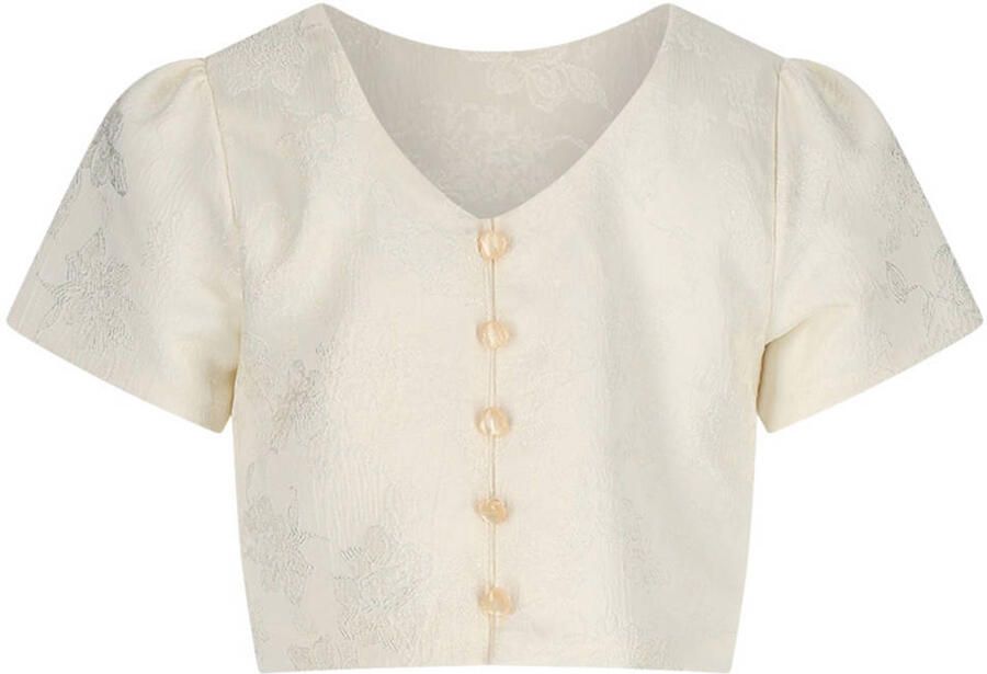 Le Chic jacquard blousetop offwhite Wit Meisjes Polyester Ronde hals Bloemen - Foto 2