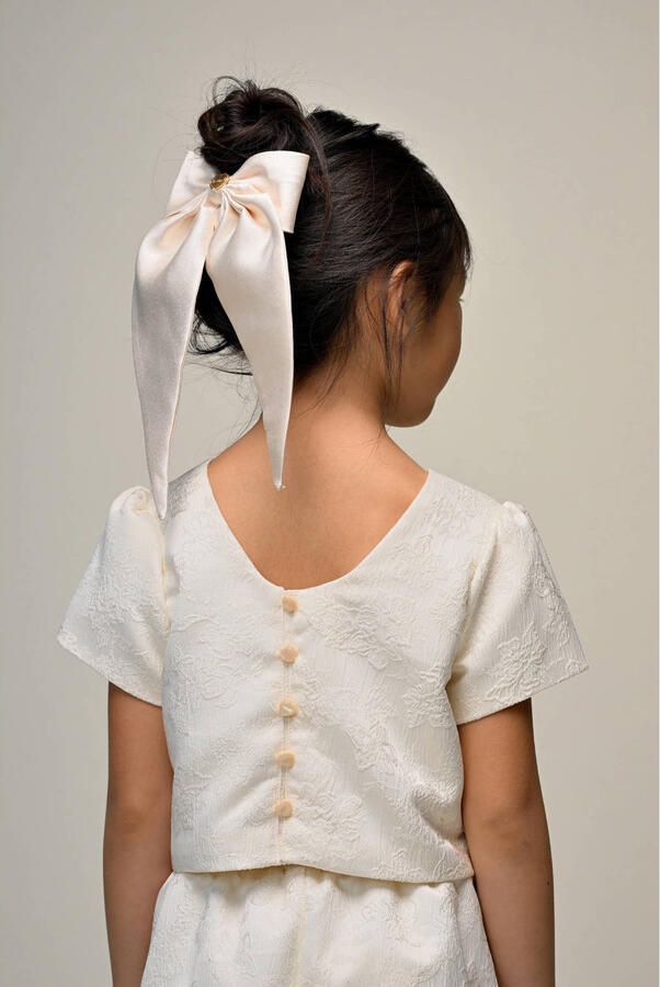 Le Chic jacquard blousetop offwhite Wit Meisjes Polyester Ronde hals Bloemen - Foto 3