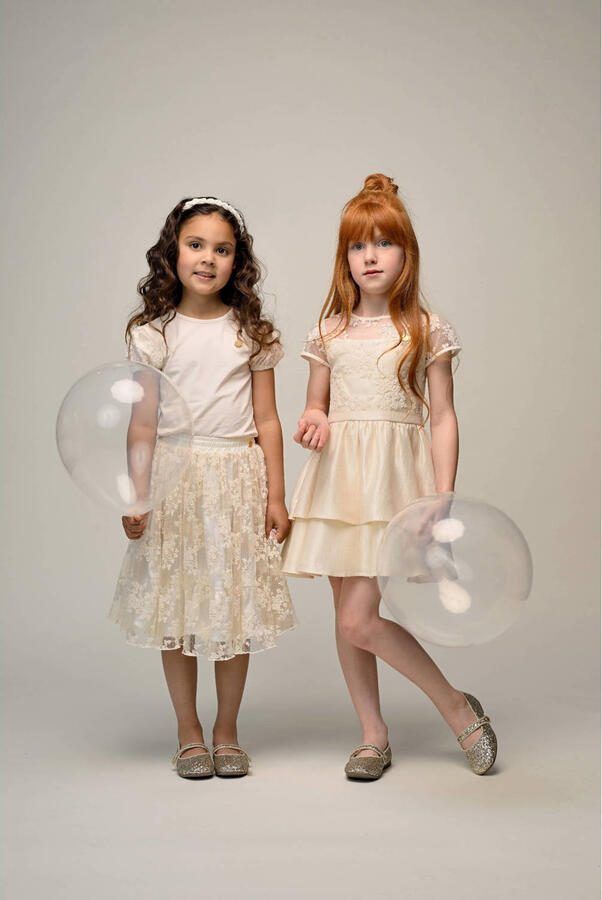 Le Chic korte jurk met borduursels beige - Foto 2