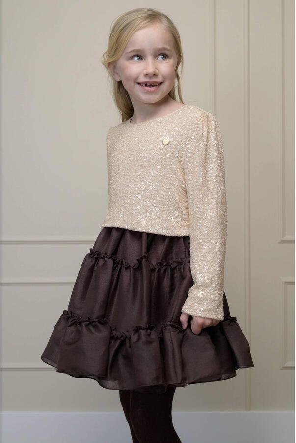 Le Chic korte tule a-lijn rok met glitters donkerbruin