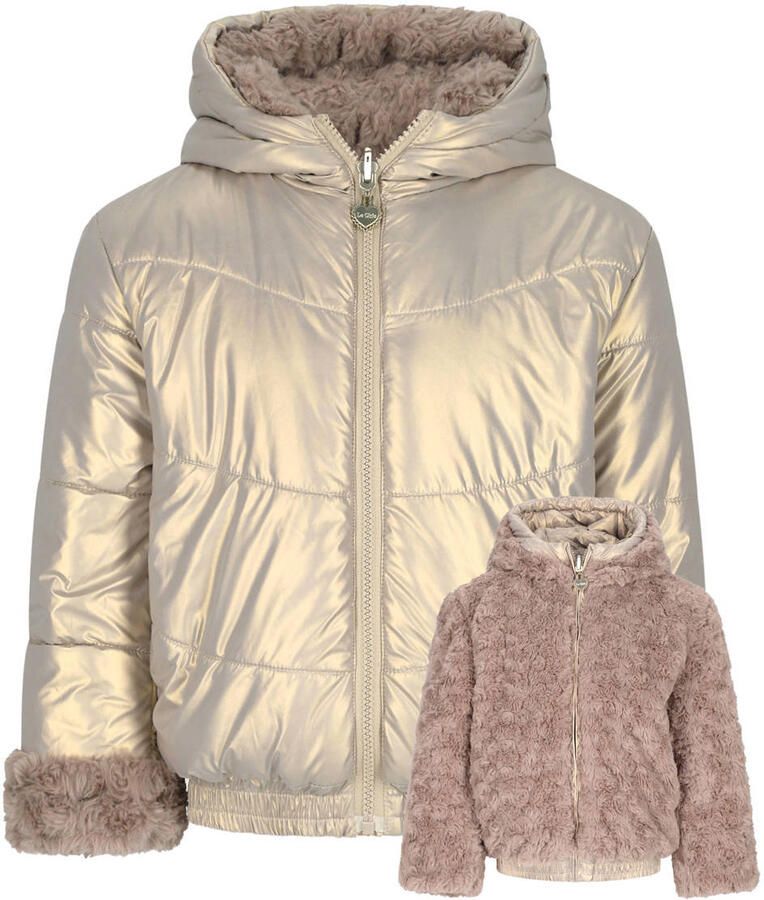 Le Chic reversibe faux fur winterjas goud Meisjes Polyester Capuchon