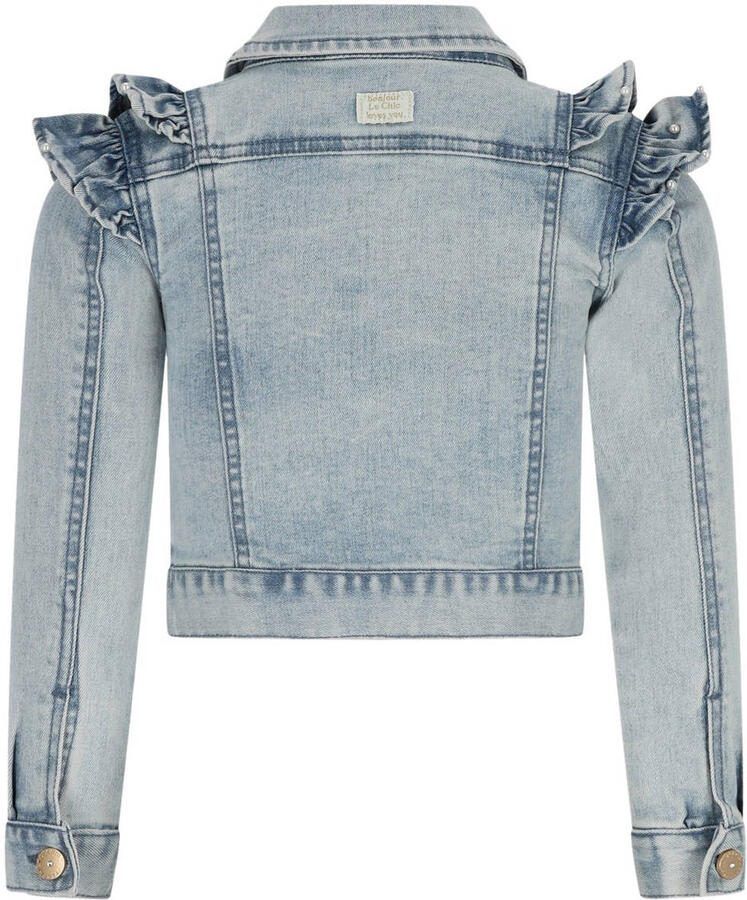 Le Chic spijkerjas met parels en ruches light blue denim - Foto 2