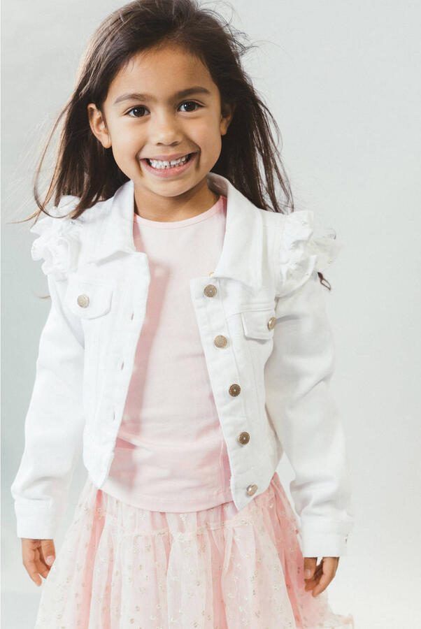 Le Chic spijkerjas met parels en ruches wit