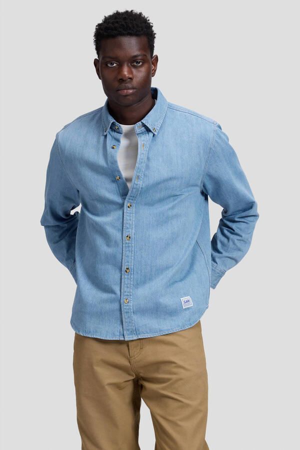 Lee denim relaxed fit overhemd blauw