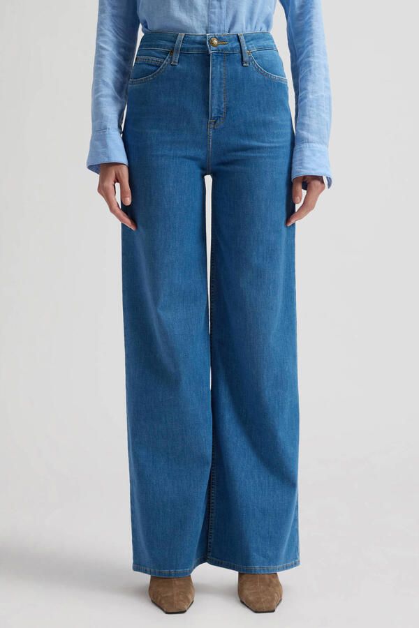 Lee high waist wide leg jeans medium blue denim