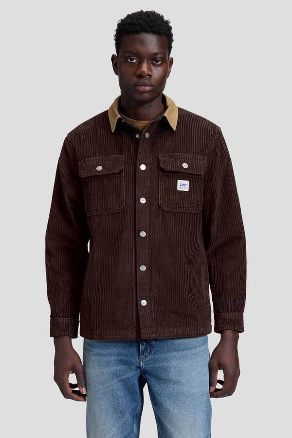 Lee relaxed fit corduroy overshirt chocolate torte