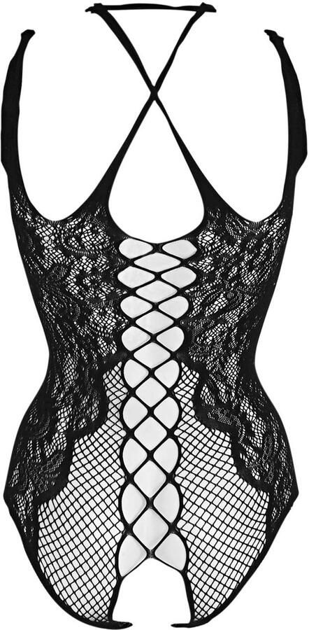Leg Avenue fishnet body met kant en open kruis zwart - Foto 2