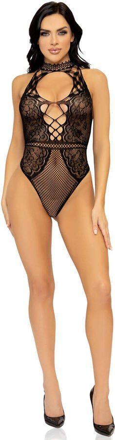 Leg Avenue fishnet halter stringbody zwart - Foto 3