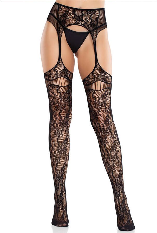 Leg Avenue hold up panty met kant zwart