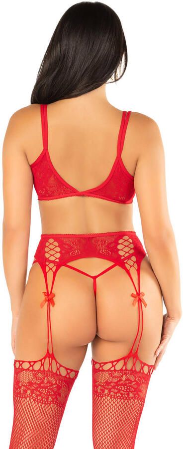 Leg Avenue kanten 3-delige lingerieset rood - Foto 2