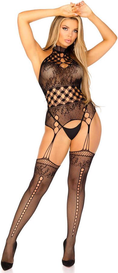 Leg Avenue kanten bodysuit zwart - Foto 3