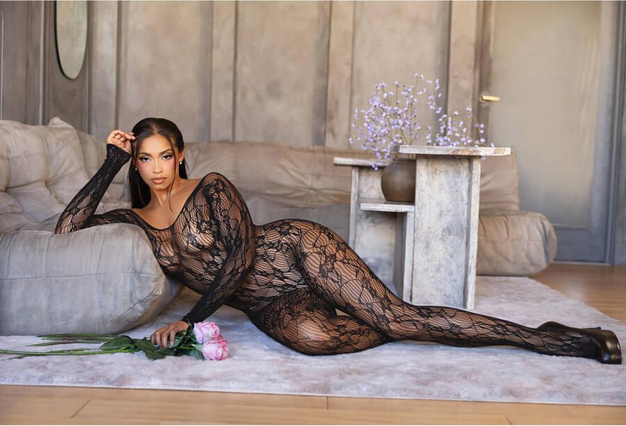Leg Avenue kanten bodysuit zwart - Foto 2