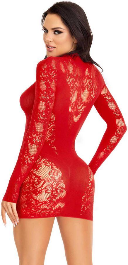 Leg Avenue kanten mini jurk rood