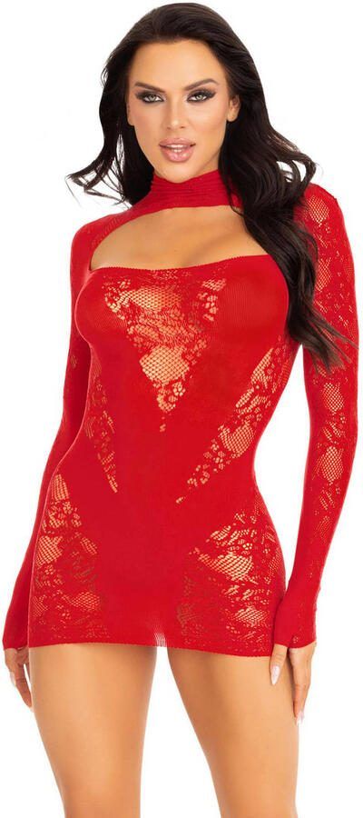 Leg Avenue kanten mini jurk rood - Foto 2