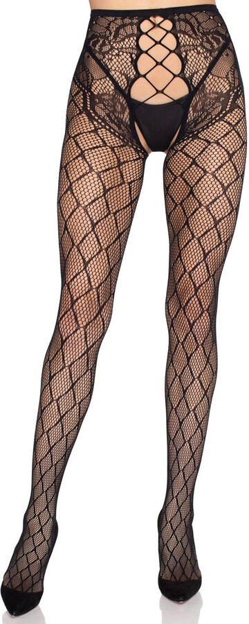 Leg Avenue netpanty met open kruis zwart
