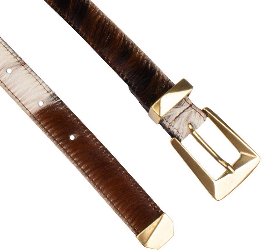Legend leren riem met koeienprint bruin