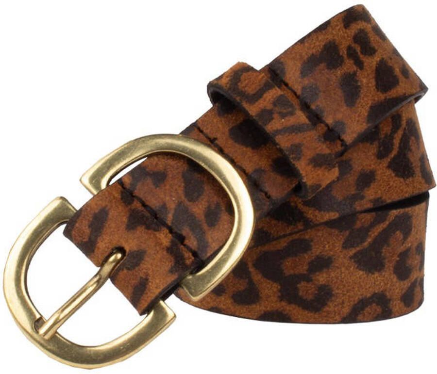 Legend leren riem met panterprint bruin