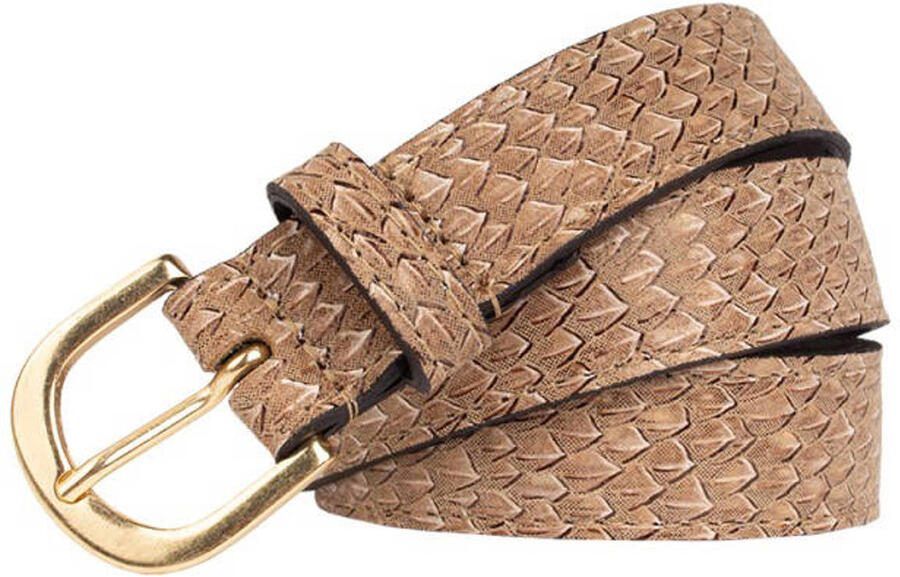 Legend leren riem met slangenprint lichtbruin
