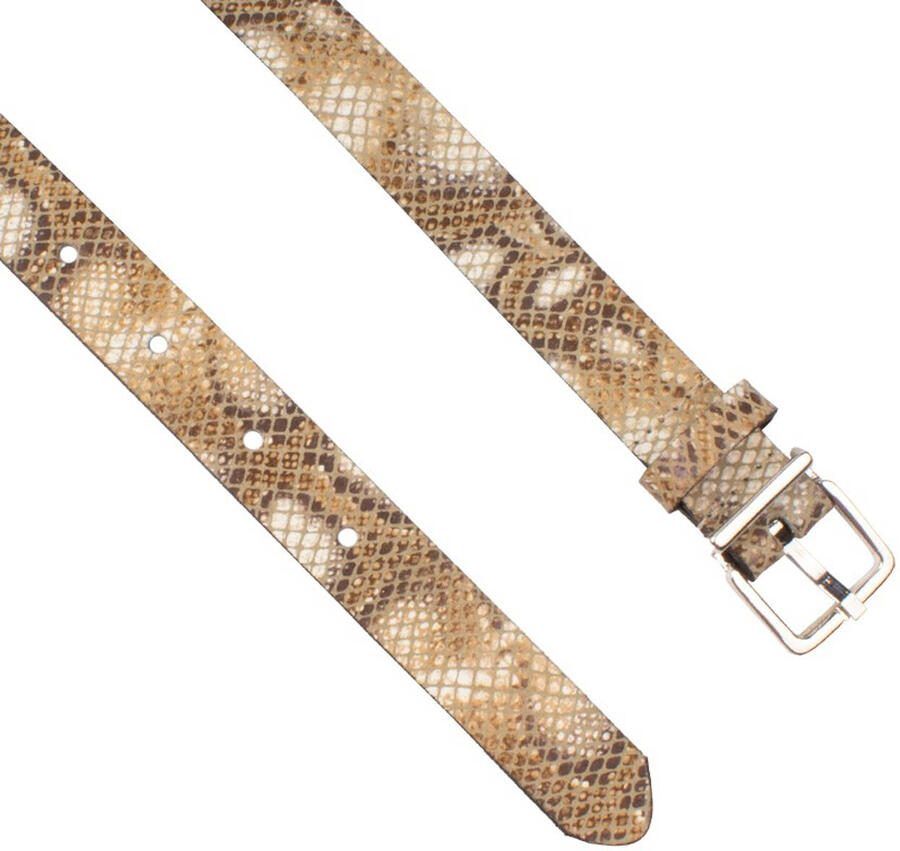Legend leren riem met slangenprint taupe - Foto 2