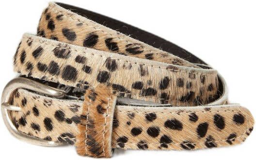 Legend Beige Luipaardprint Ponyhair Riem Beige Dames