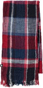 LERROS geruite sjaal met franjes donkerblauw rood