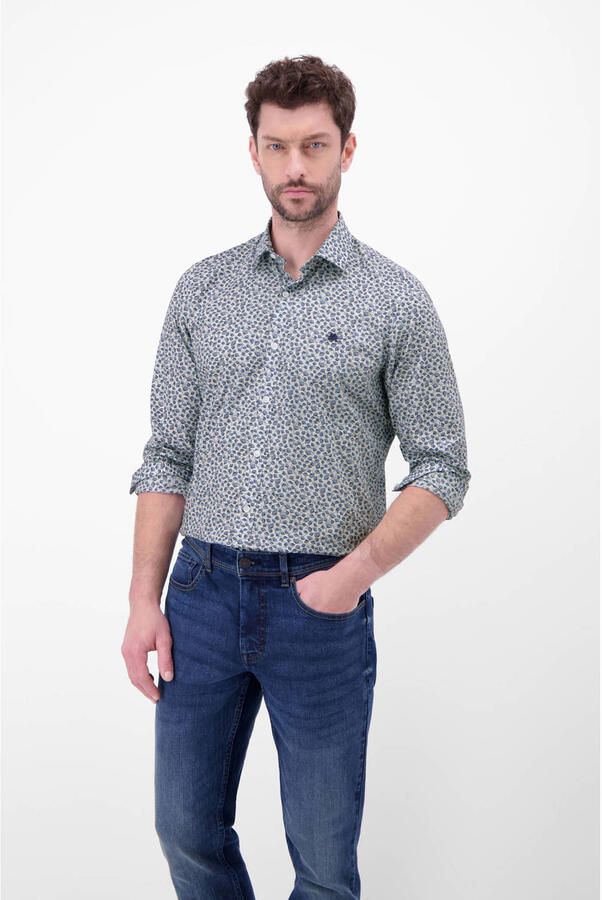 LERROS regular casual overhemd blauw