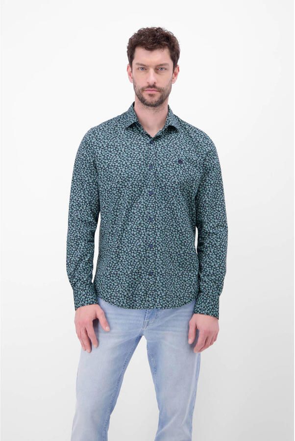 LERROS regular casual overhemd donkerblauw