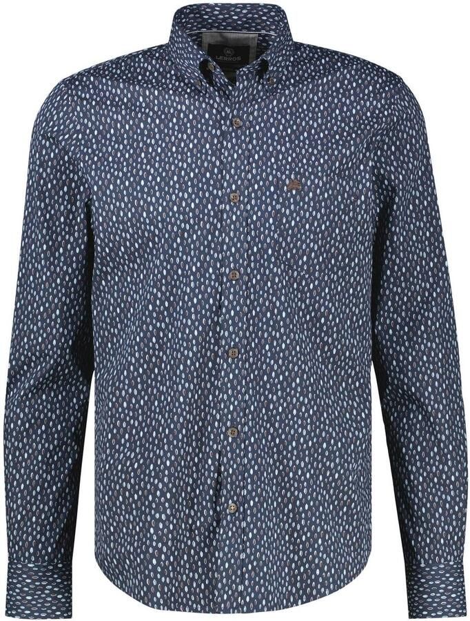 LERROS regular fit casual overhemd met print donkerblauw
