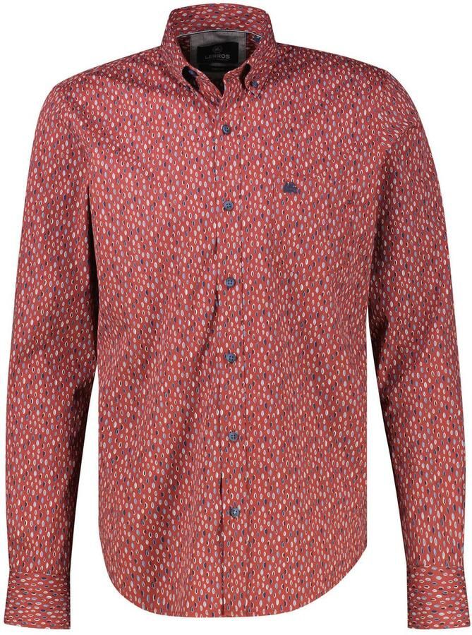 LERROS regular fit casual overhemd met print maroon red
