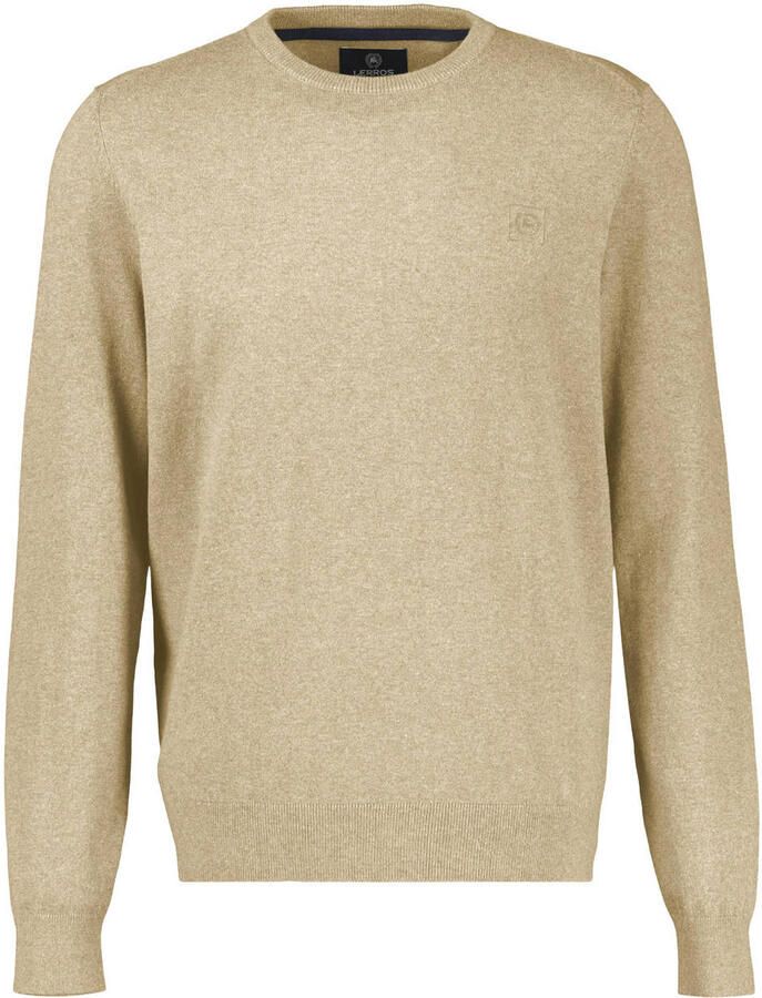 LERROS regular fit gebreide gemêleerde trui beige