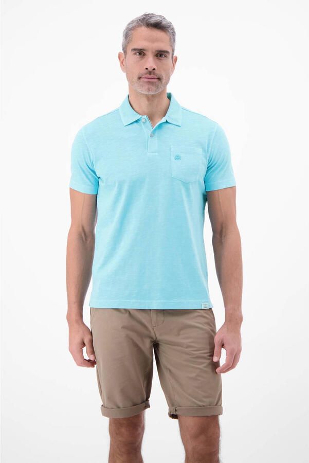 LERROS regular fit gemêleerde polo blauw