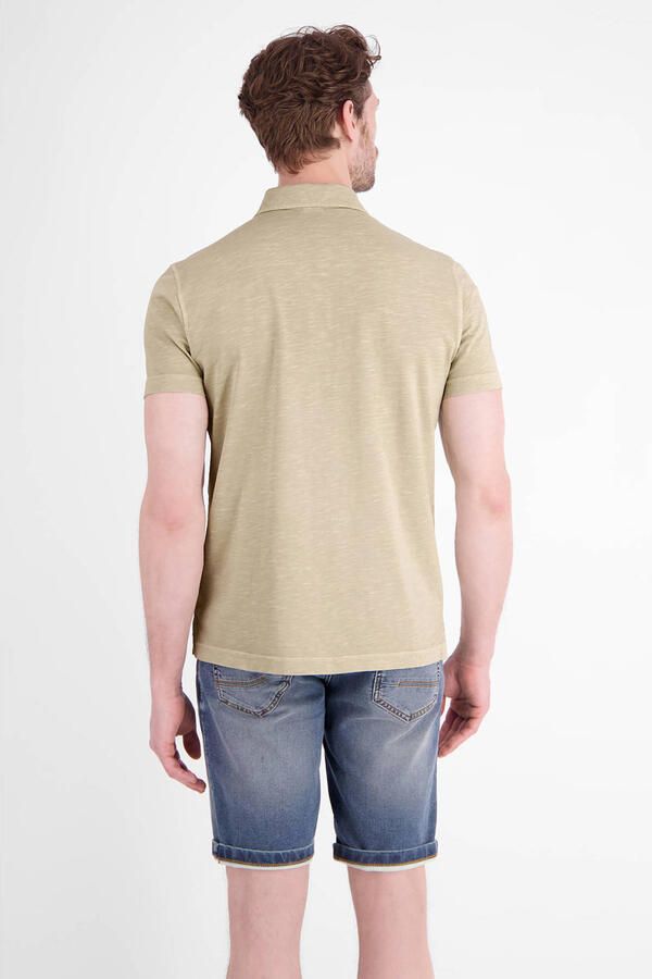 LERROS regular fit gemêleerde polo met geribde boorden beige - Foto 2