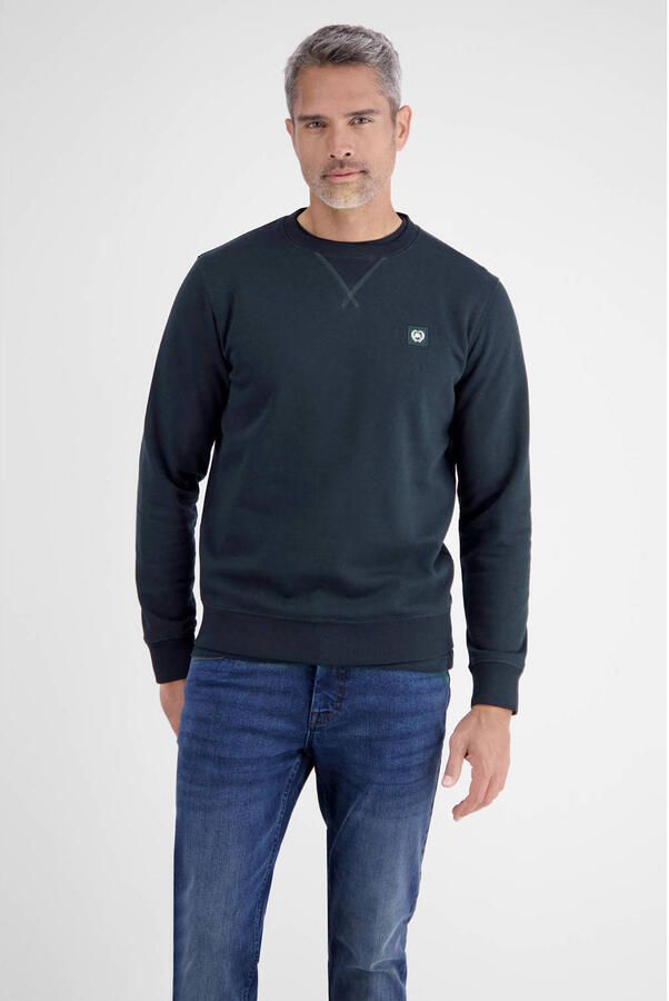LERROS regular fit gemêleerde sweater donkerblauw