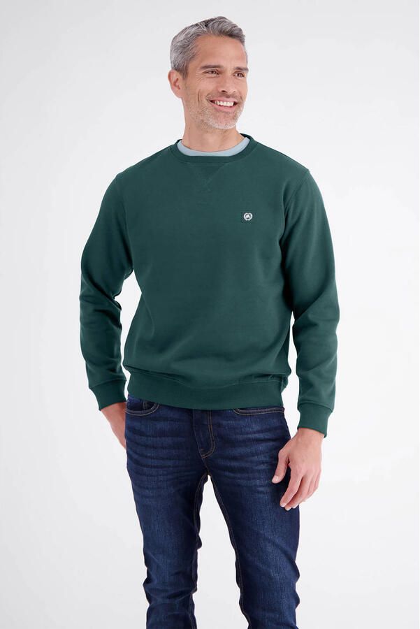 LERROS regular fit gemêleerde sweater donkergroen
